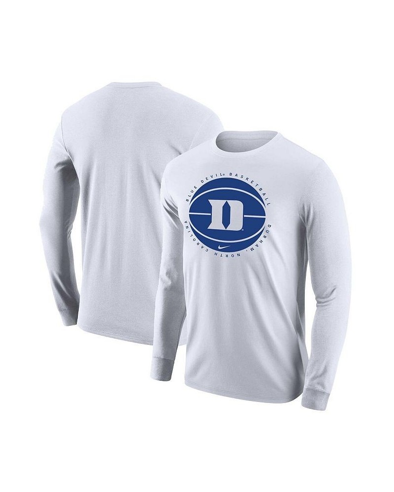 Men's White Duke Blue Devils Basketball Long Sleeve T-shirt $16.40 T-Shirts