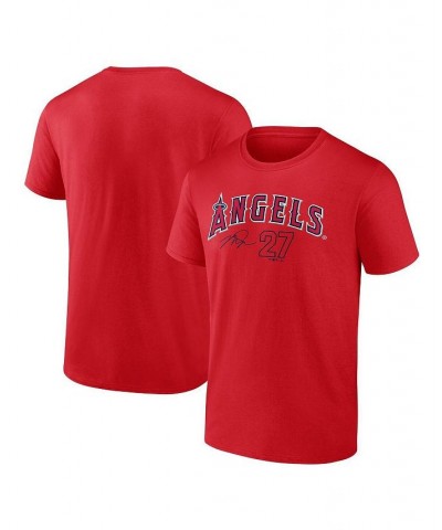 Men's Branded Mike Trout Red Los Angeles Angels Player Name and Number T-shirt $15.96 T-Shirts