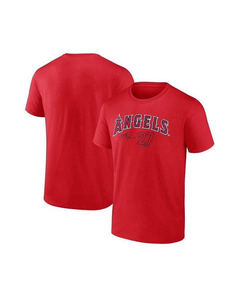 Men's Branded Mike Trout Red Los Angeles Angels Player Name and Number T-shirt $15.96 T-Shirts