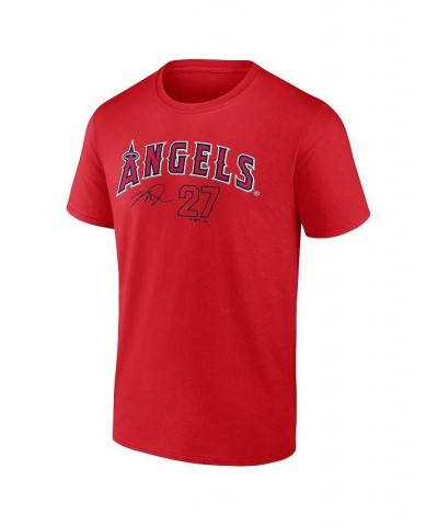 Men's Branded Mike Trout Red Los Angeles Angels Player Name and Number T-shirt $15.96 T-Shirts