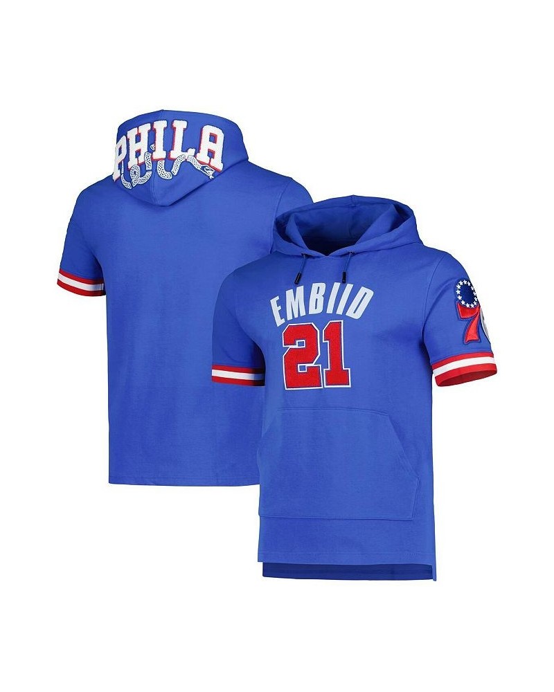 Men's Joel Embiid Royal Philadelphia 76ers Name and Number Short Sleeve Pullover Hoodie $55.00 Sweatshirt