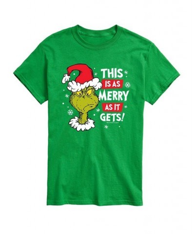 Men's Dr. Seuss The Grinch As Merry As Gets Graphic T-shirt Green $20.64 T-Shirts