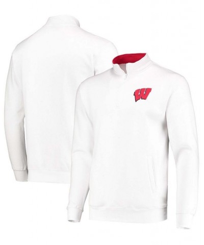 Men's White Wisconsin Badgers Tortugas Logo Quarter-Zip Jacket $27.00 Sweatshirt