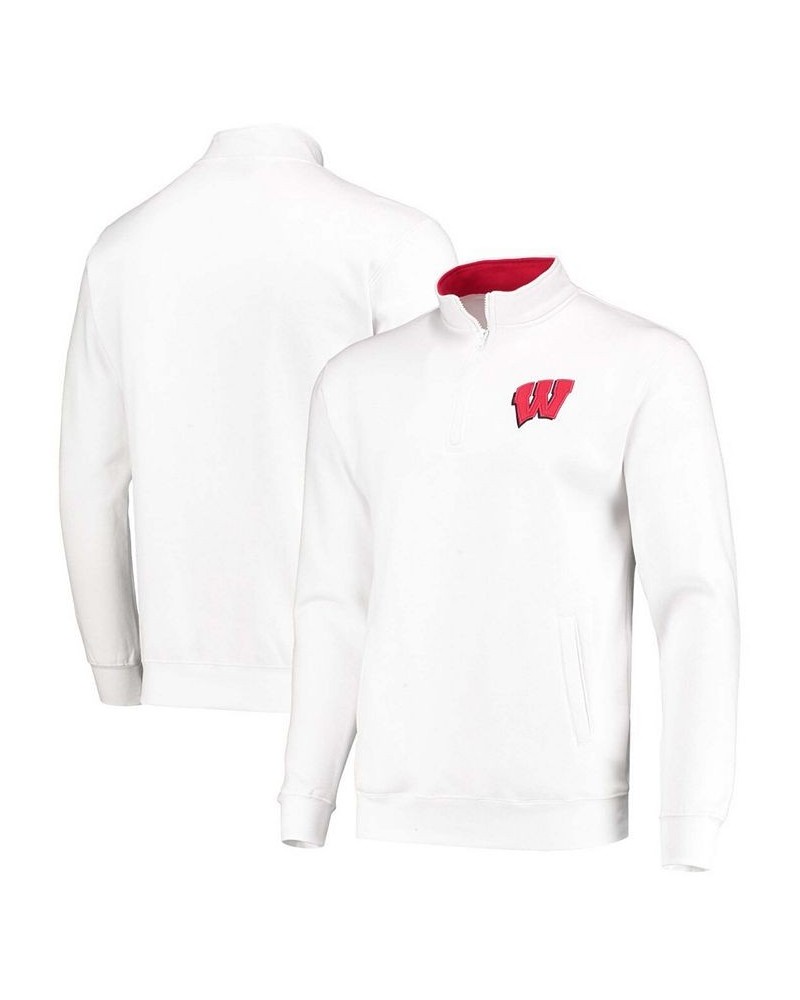 Men's White Wisconsin Badgers Tortugas Logo Quarter-Zip Jacket $27.00 Sweatshirt