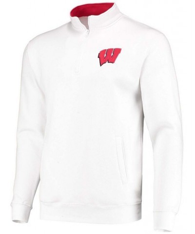 Men's White Wisconsin Badgers Tortugas Logo Quarter-Zip Jacket $27.00 Sweatshirt