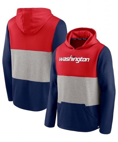 Men's Red and Navy Washington Wizards Linear Logo Comfy Colorblock Tri-Blend Pullover Hoodie $31.61 Sweatshirt