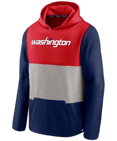 Men's Red and Navy Washington Wizards Linear Logo Comfy Colorblock Tri-Blend Pullover Hoodie $31.61 Sweatshirt