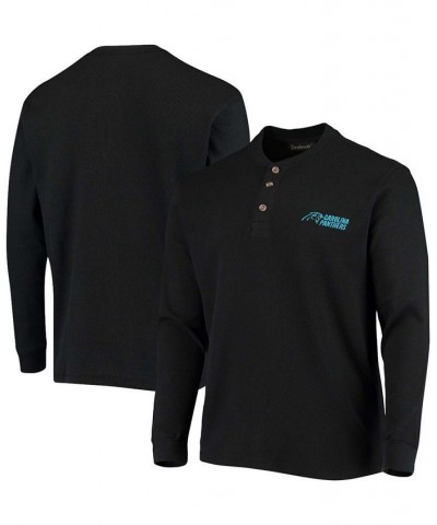 Men's Black Carolina Panthers Maverick Thermal Henley Long Sleeve T-shirt $30.08 T-Shirts