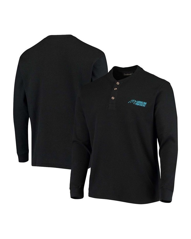 Men's Black Carolina Panthers Maverick Thermal Henley Long Sleeve T-shirt $30.08 T-Shirts