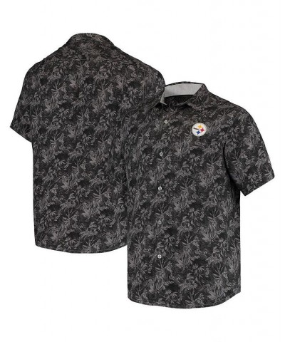 Men's Black Pittsburgh Steelers Sport Jungle Shade Camp Button-Down Shirt $37.76 Shirts