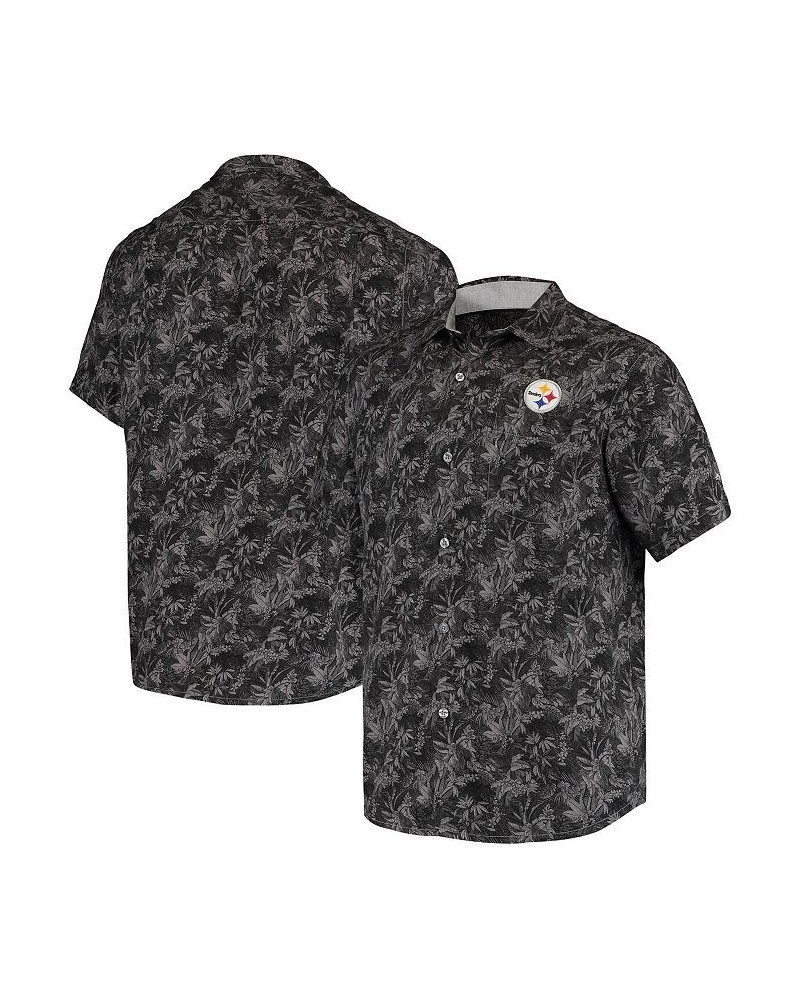 Men's Black Pittsburgh Steelers Sport Jungle Shade Camp Button-Down Shirt $37.76 Shirts