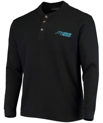 Men's Black Carolina Panthers Maverick Thermal Henley Long Sleeve T-shirt $30.08 T-Shirts