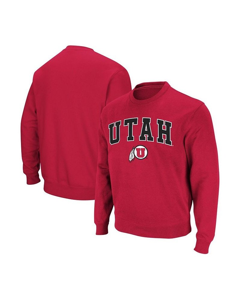 Men's Red Utah Utes Arch and Logo Crew Neck Sweatshirt $31.19 Sweatshirt