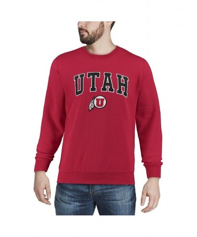 Men's Red Utah Utes Arch and Logo Crew Neck Sweatshirt $31.19 Sweatshirt