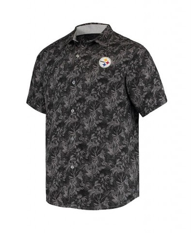 Men's Black Pittsburgh Steelers Sport Jungle Shade Camp Button-Down Shirt $37.76 Shirts