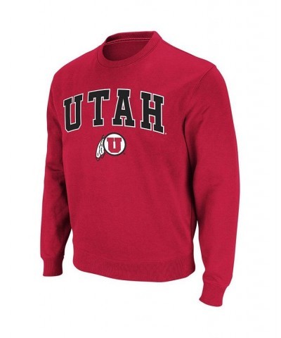 Men's Red Utah Utes Arch and Logo Crew Neck Sweatshirt $31.19 Sweatshirt