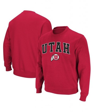 Men's Red Utah Utes Arch and Logo Crew Neck Sweatshirt $31.19 Sweatshirt