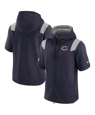 Men's Navy Chicago Bears Sideline Showout Short Sleeve Full-Zip Hoodie $41.00 Sweatshirt