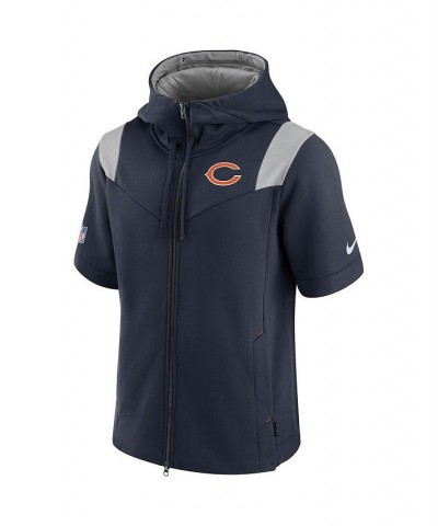 Men's Navy Chicago Bears Sideline Showout Short Sleeve Full-Zip Hoodie $41.00 Sweatshirt