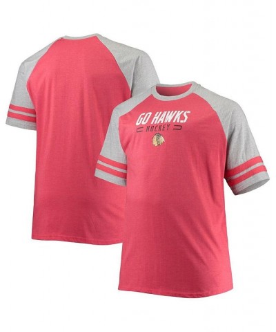 Men's Heathered Red Chicago Blackhawks Big and Tall Raglan T-shirt $20.50 T-Shirts