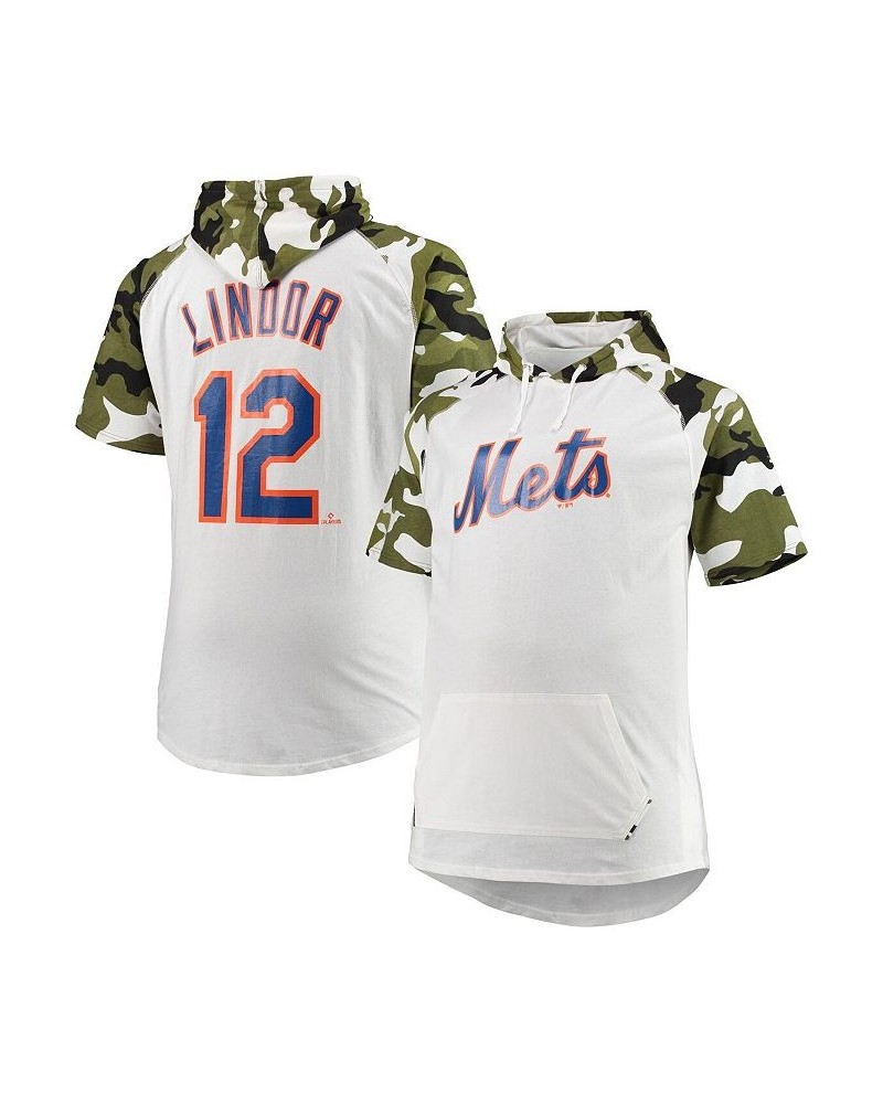 Men's Francisco Lindor White, Camo New York Mets Big and Tall Raglan Hoodie T-shirt $16.31 T-Shirts