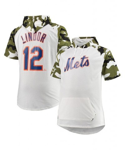 Men's Francisco Lindor White, Camo New York Mets Big and Tall Raglan Hoodie T-shirt $16.31 T-Shirts