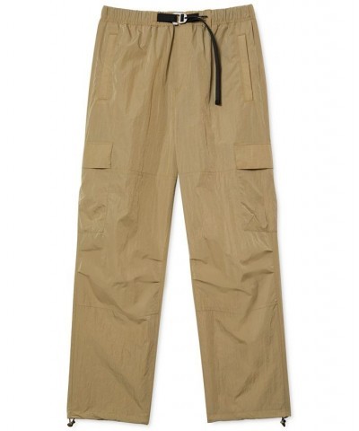 Men's Taffeta Relaxed-Fit Belted Cargo Pants Tan/Beige $48.00 Pants