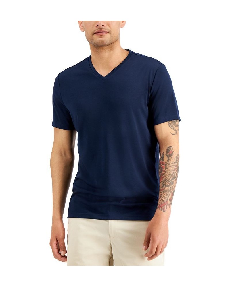 Men's Travel Stretch V-Neck T-Shirt Blue $10.79 T-Shirts