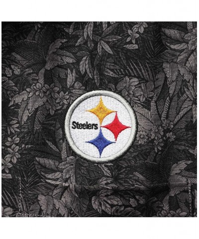 Men's Black Pittsburgh Steelers Sport Jungle Shade Camp Button-Down Shirt $37.76 Shirts