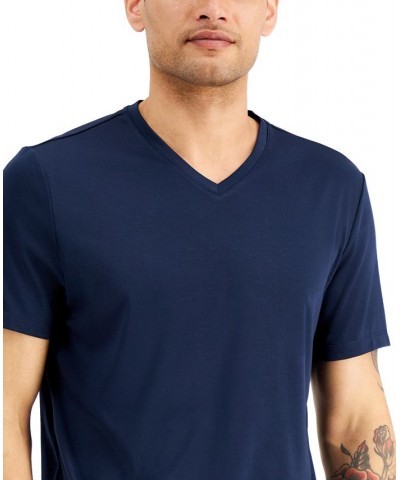 Men's Travel Stretch V-Neck T-Shirt Blue $10.79 T-Shirts