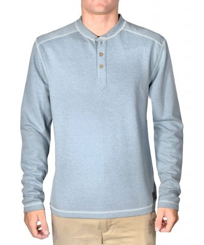 Men's Stretch Button-Placket Topstitched Henley Shirt PD06 $36.70 Shirts