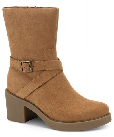 Bessiee Block-Heel Booties Tan/Beige $19.57 Shoes