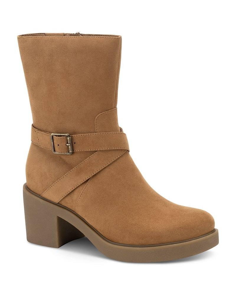 Bessiee Block-Heel Booties Tan/Beige $19.57 Shoes