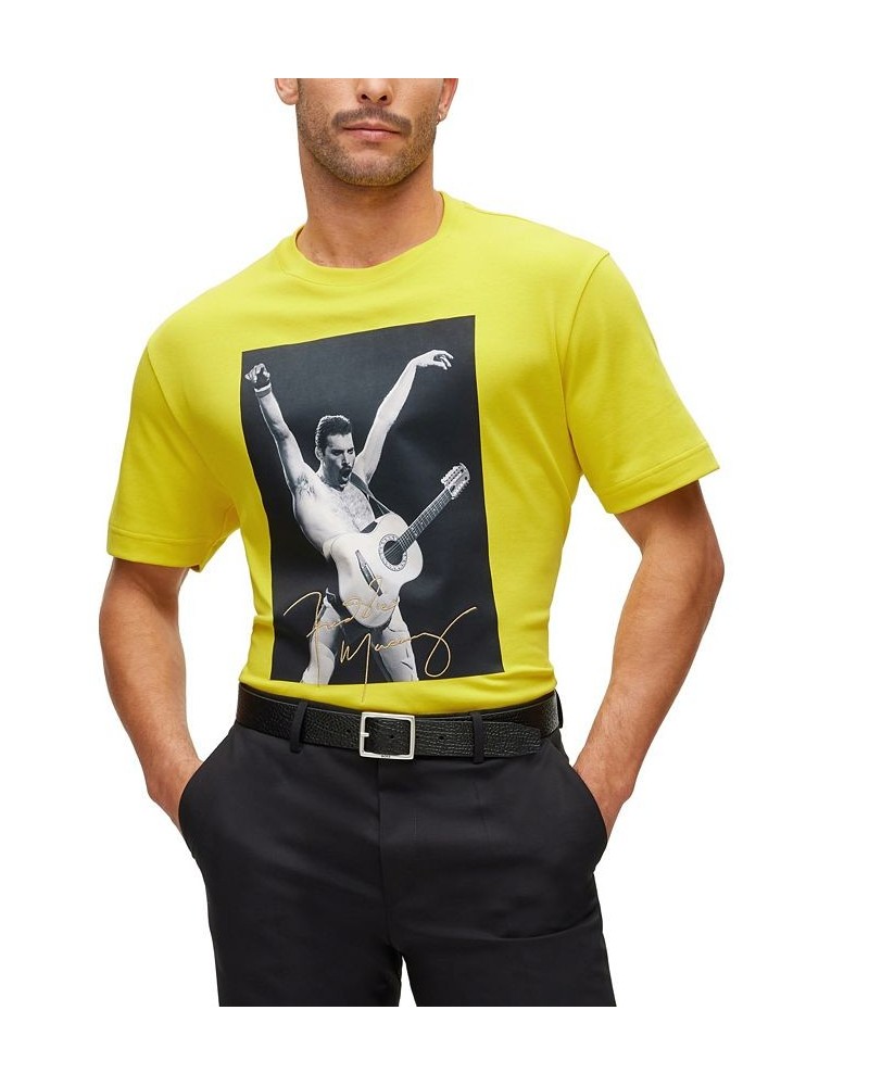 BOSS Men's Interlock-Cotton T-shirt Yellow $30.77 T-Shirts