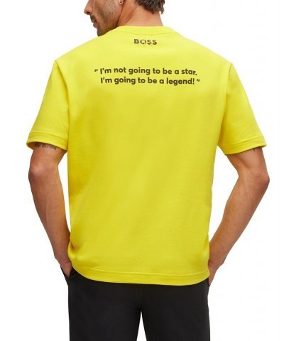 BOSS Men's Interlock-Cotton T-shirt Yellow $30.77 T-Shirts