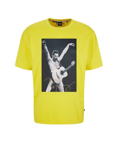 BOSS Men's Interlock-Cotton T-shirt Yellow $30.77 T-Shirts