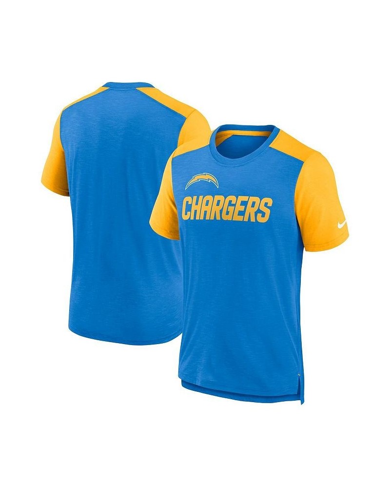 Men's Heathered Powder Blue, Heathered Gold Los Angeles Chargers Color Block Team Name T-shirt $30.55 T-Shirts