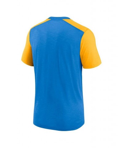 Men's Heathered Powder Blue, Heathered Gold Los Angeles Chargers Color Block Team Name T-shirt $30.55 T-Shirts