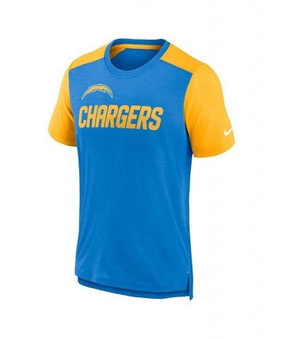 Men's Heathered Powder Blue, Heathered Gold Los Angeles Chargers Color Block Team Name T-shirt $30.55 T-Shirts