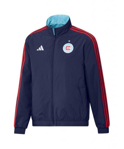 Men's Navy and Light Blue Chicago Fire 2023 On-Field Anthem Full-Zip Reversible Team Jacket $46.80 Jackets