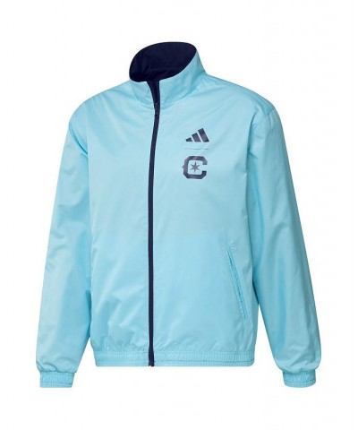 Men's Navy and Light Blue Chicago Fire 2023 On-Field Anthem Full-Zip Reversible Team Jacket $46.80 Jackets