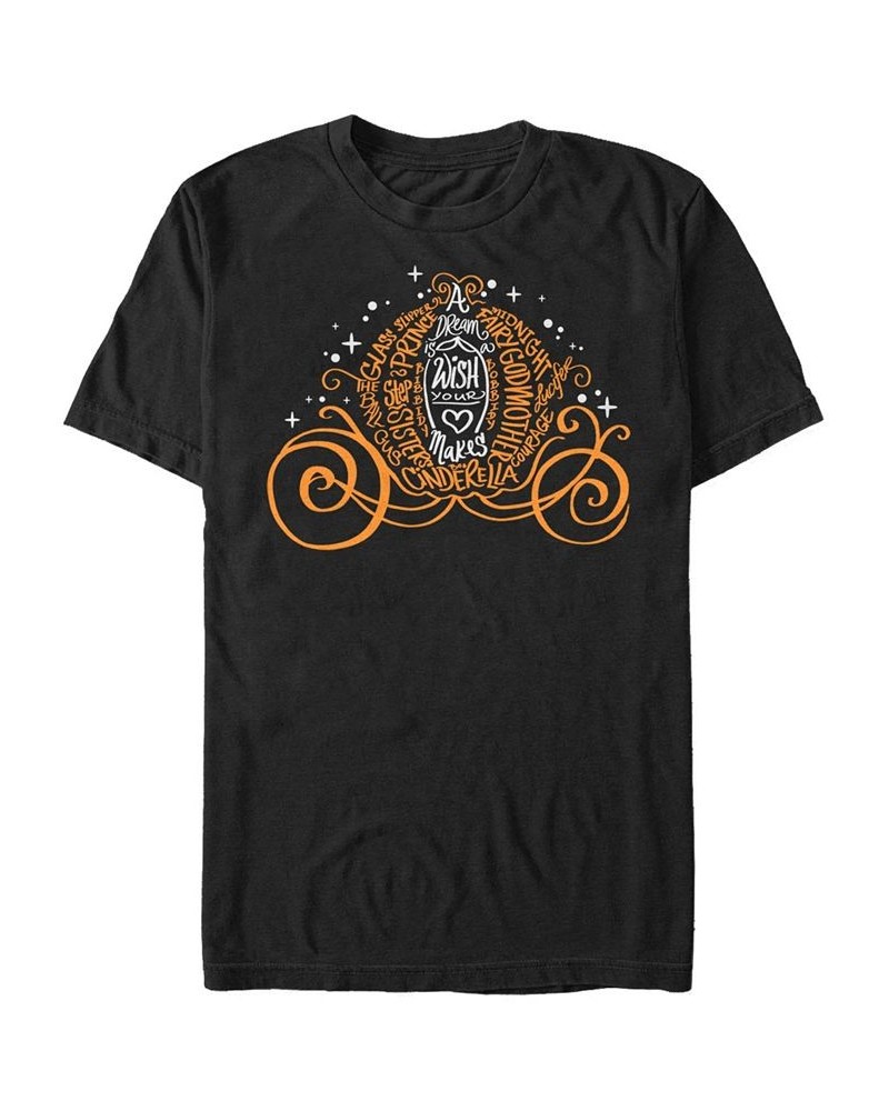 Disney Men's Cinderella Pumpkin Text Carriage Short Sleeve T-Shirt Black $18.54 T-Shirts