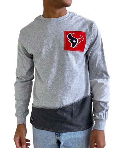 Men's Gray Houston Texans Angle Long Sleeve T-shirt $28.60 T-Shirts