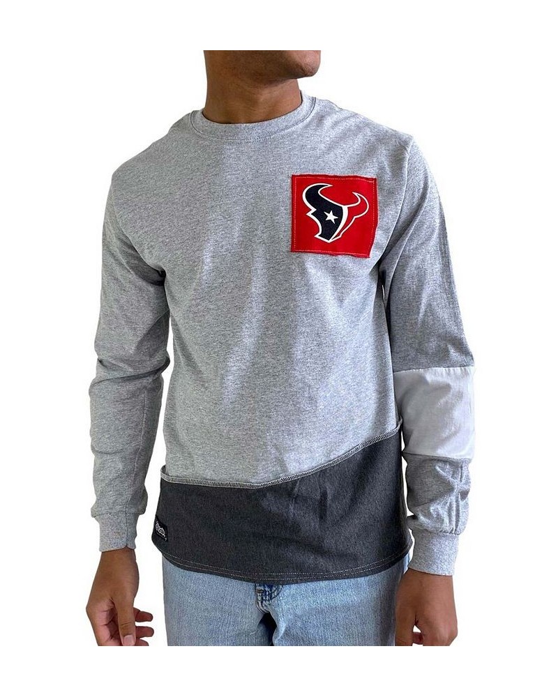 Men's Gray Houston Texans Angle Long Sleeve T-shirt $28.60 T-Shirts