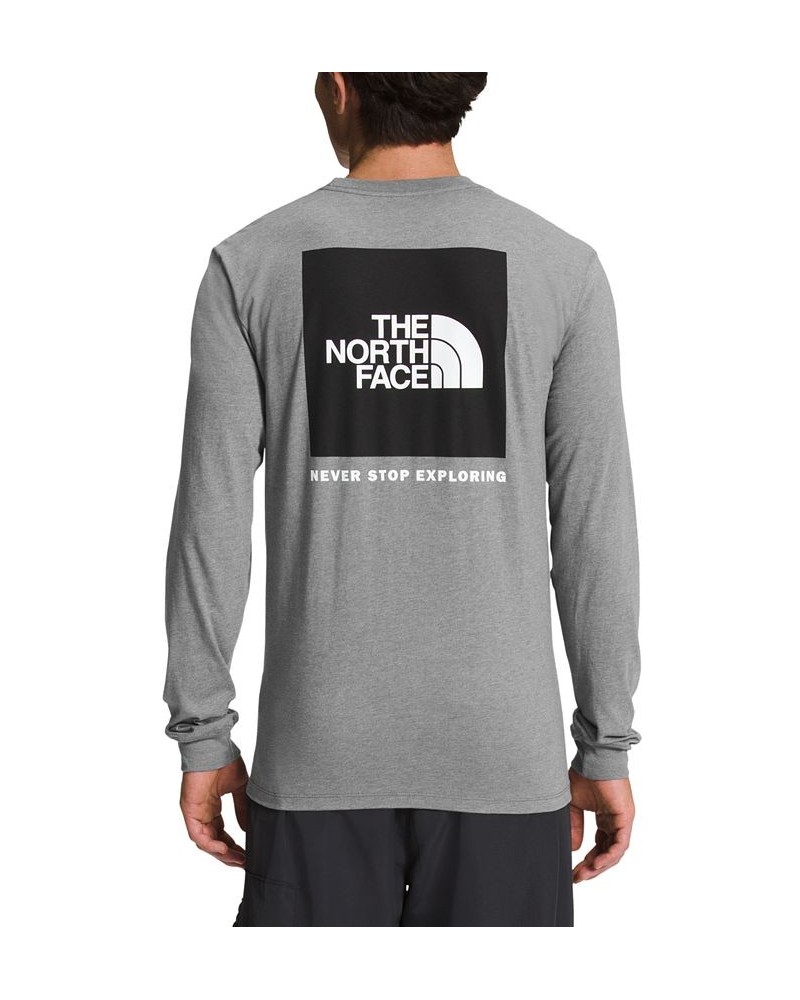 Men's Box NSE Standard-Fit Logo Graphic Long-Sleeve T-Shirt Gray $28.50 T-Shirts