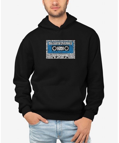 Men's 80s One Hit Wonders Word Art Hooded Sweatshirt Black $35.39 Sweatshirt