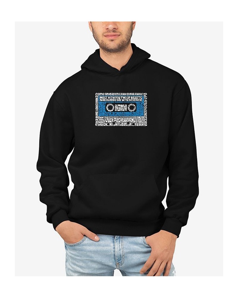 Men's 80s One Hit Wonders Word Art Hooded Sweatshirt Black $35.39 Sweatshirt