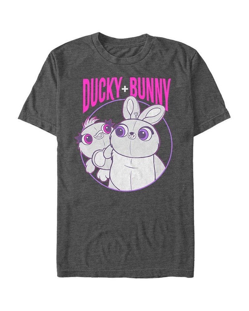 Disney Pixar Men's Toy Story 4 Ducky and Bunny Heavy Metal Buds Short Sleeve T-Shirt Gray $20.29 T-Shirts