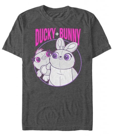 Disney Pixar Men's Toy Story 4 Ducky and Bunny Heavy Metal Buds Short Sleeve T-Shirt Gray $20.29 T-Shirts