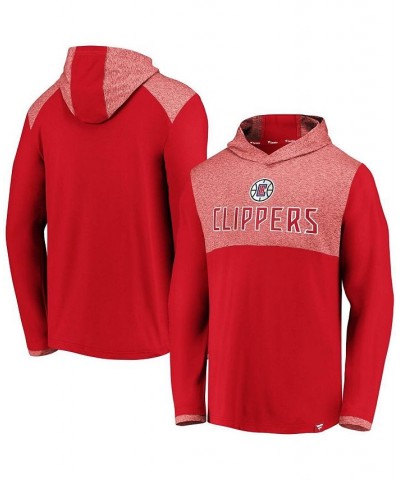 Men's Branded Red LA Clippers Iconic Stealth Marble Blocked Pullover Hoodie $29.14 Sweatshirt